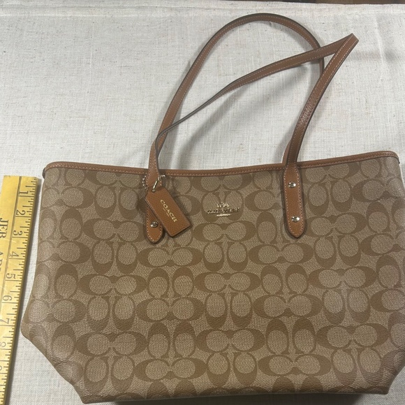 Coach Signature City Zip Tote Bag – Khaki/Saddle Brown – F36876 – MSRP $295 - Picture 2 of 7